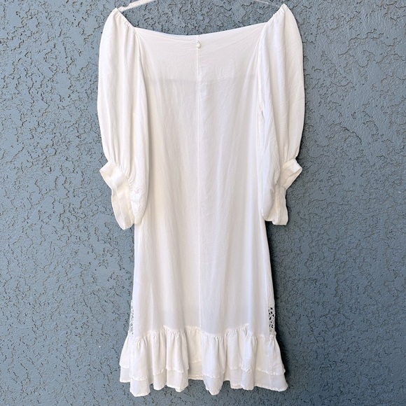 ANNARITA N Crochet Eyelet Summer Sun Midi Dress in White Sz. 4 - Picture 3 of 10